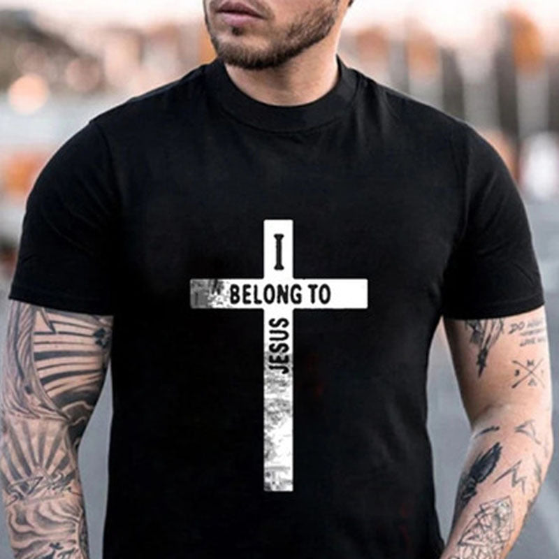 Men's Loose Print Cross Pattern T-shirt