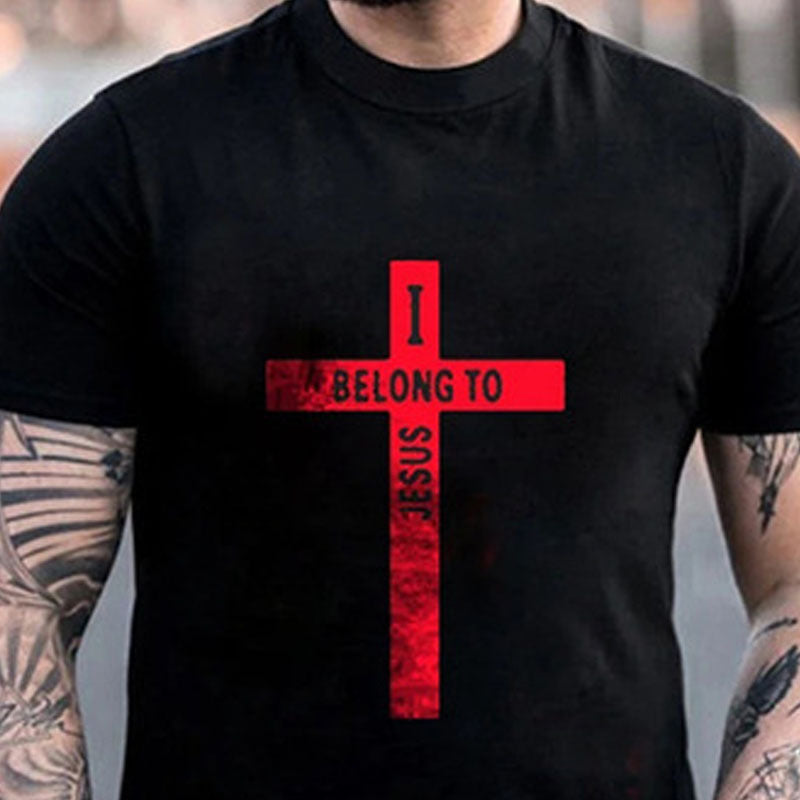 Men's Loose Print Cross Pattern T-shirt