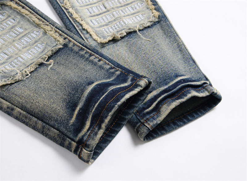 Jeans Patch Retro Blue Slim Fit Men